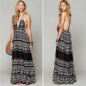Free People Endless Summer Triangle Top Medium Black White Maxi Dress